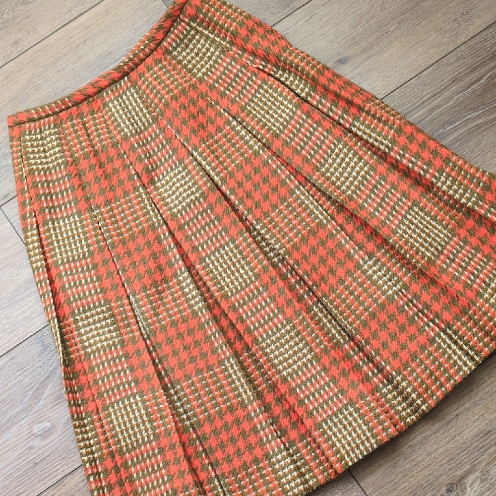 Vintage 60s 70s Darlene‎ Plaid Pleated Wool Skirt - Knee Length A-Line - 9-10